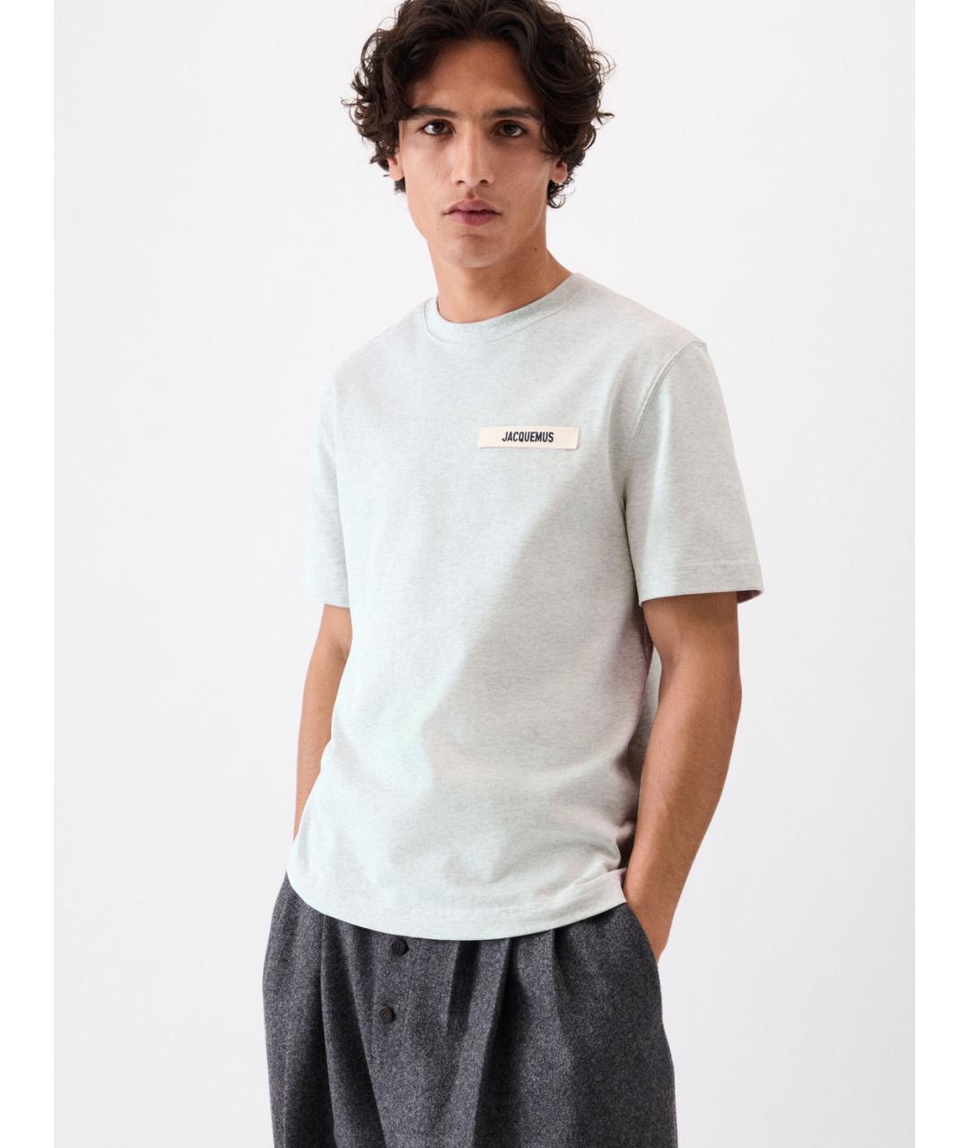 JACQUEMUS Серая хлопковая футболка, фото 3