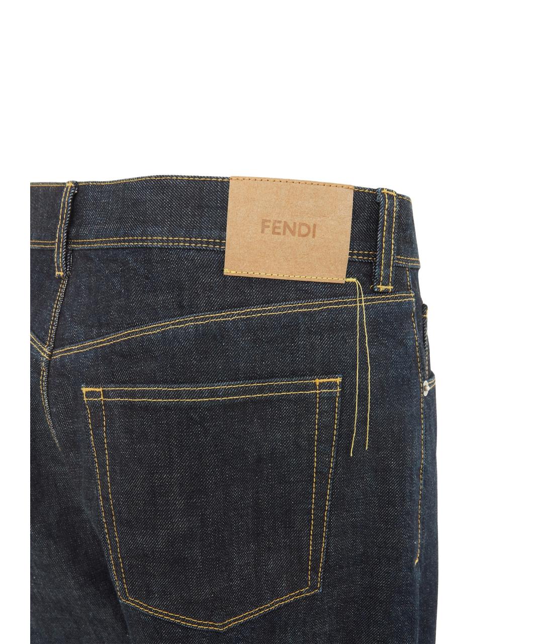 FENDI Синие хлопковые прямые джинсы, фото 3