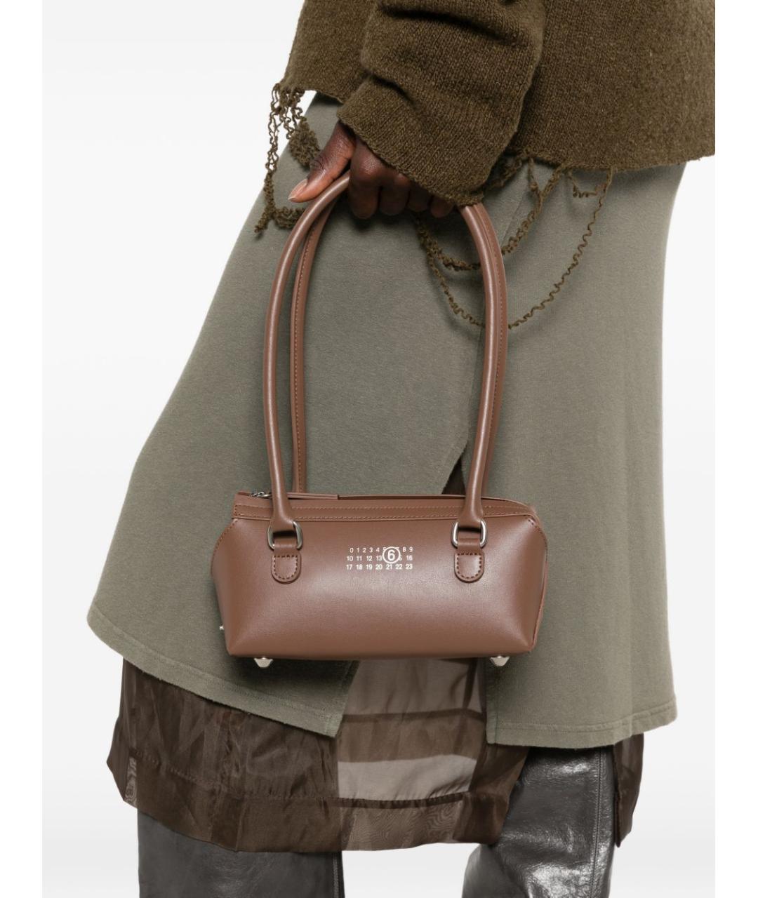 MM6 MAISON MARGIELA Коричневая кожаная сумка через плечо, фото 2