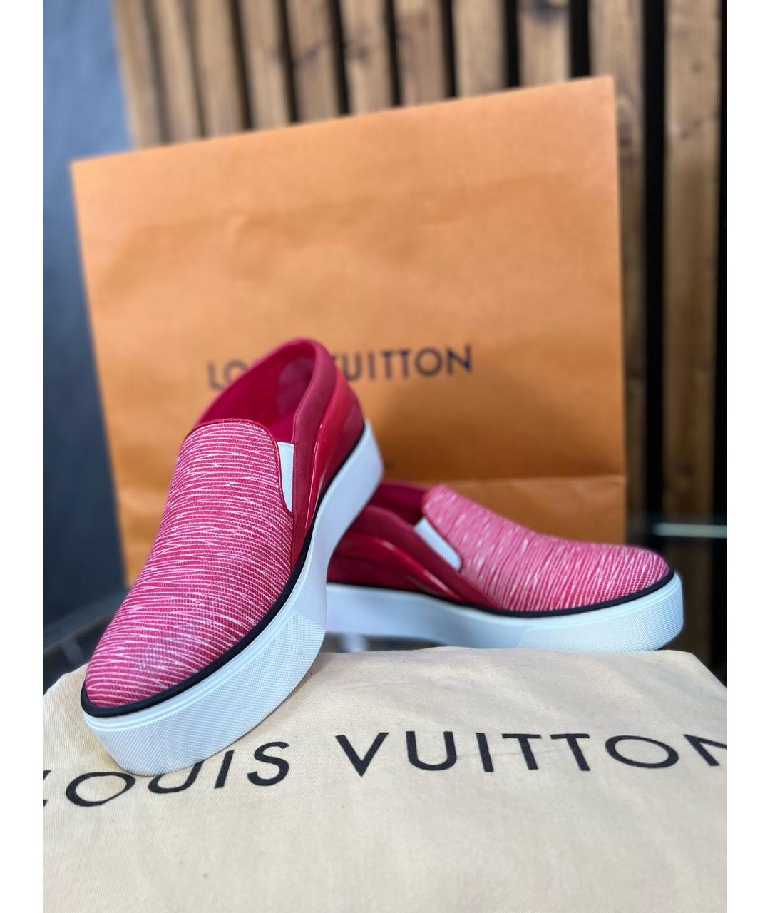 LOUIS VUITTON Красные кожаные слипоны, фото 7