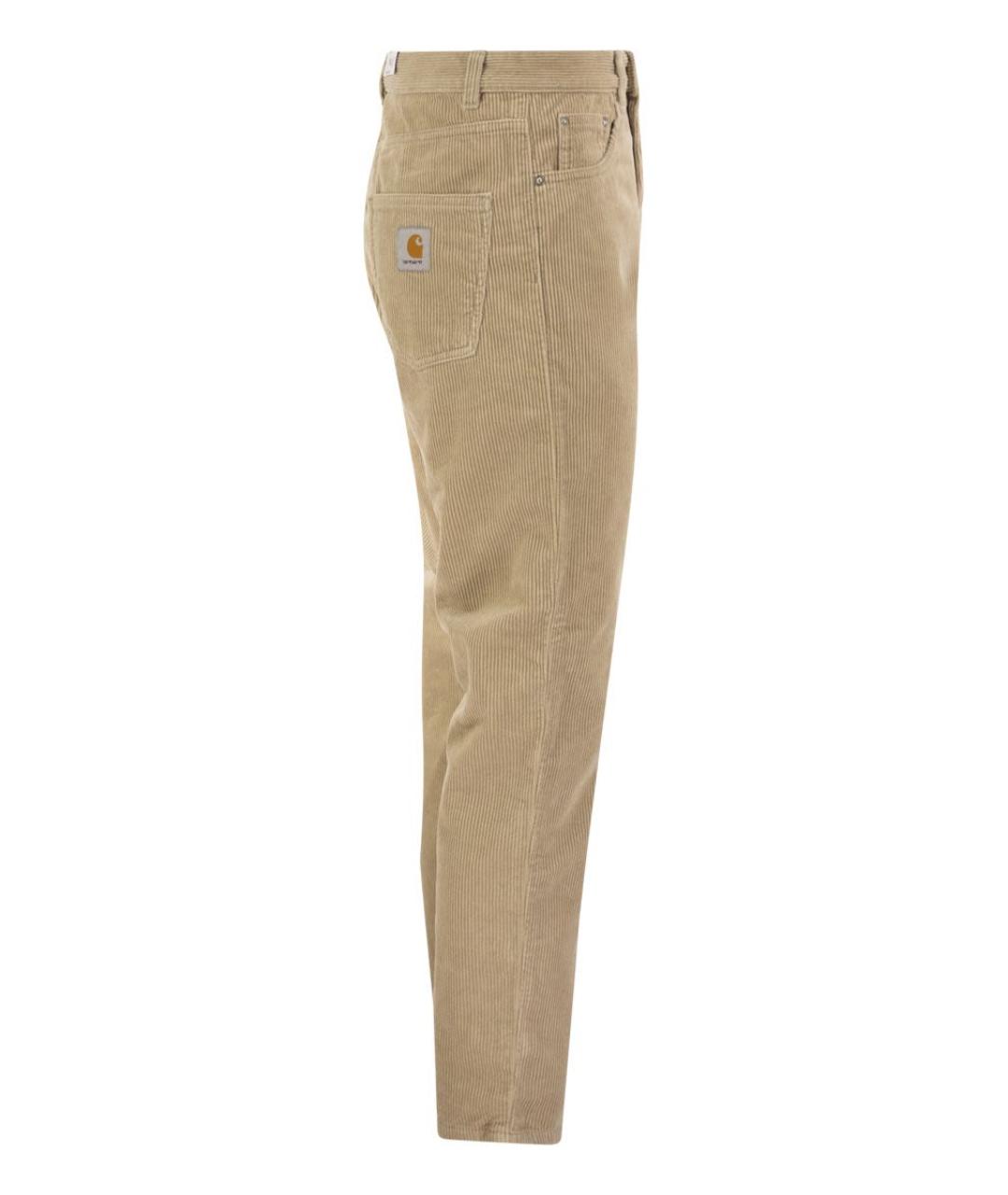 CARHARTT WIP Бежевые хлопковые прямые брюки, фото 3
