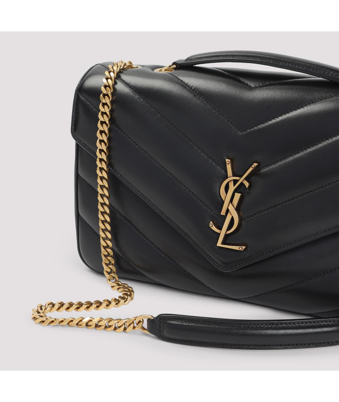 SAINT LAURENT Черная кожаная сумка через плечо, фото 3