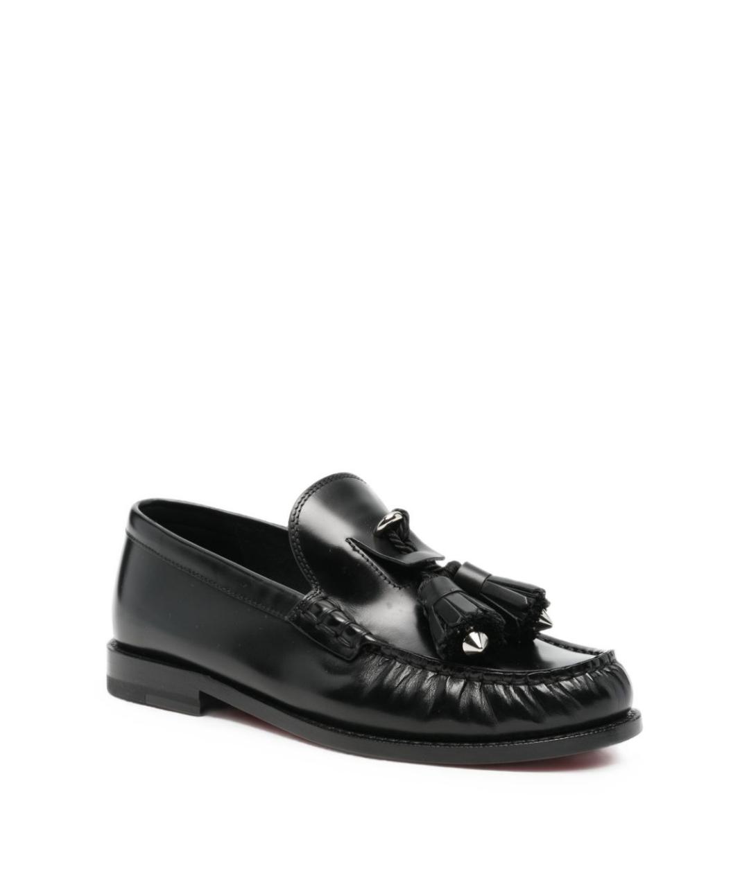 CHRISTIAN LOUBOUTIN Черные кожаные лоферы, фото 3