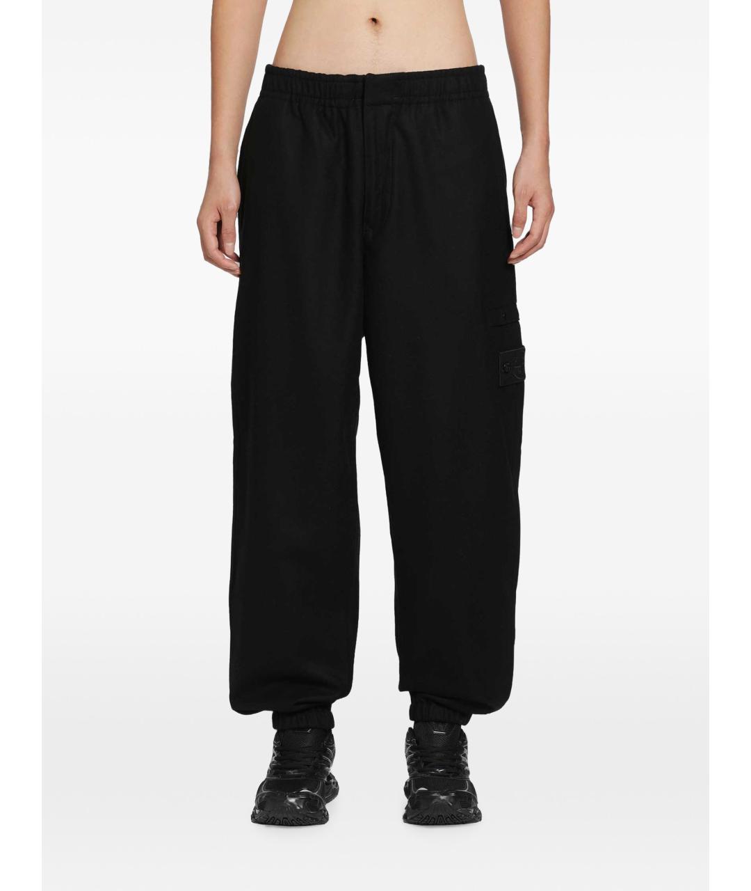 STONE ISLAND Черные шерстяные повседневные брюки, фото 4