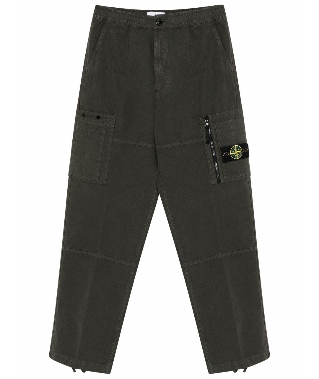 STONE ISLAND Серые хлопковые повседневные брюки, фото 1