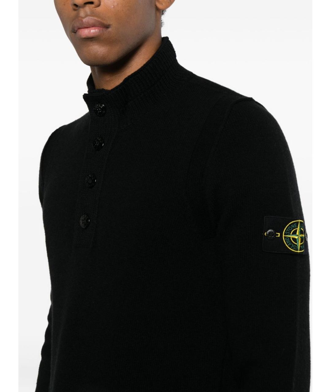 STONE ISLAND Черный шерстяной джемпер / свитер, фото 2