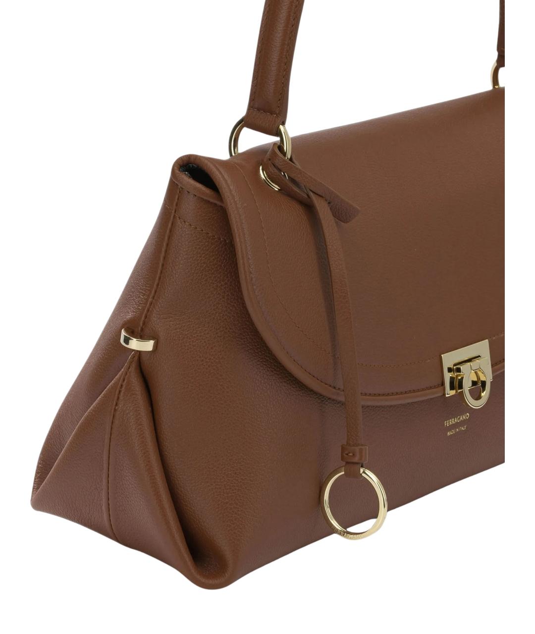 FERRAGAMO Коричневая кожаная сумка через плечо, фото 5