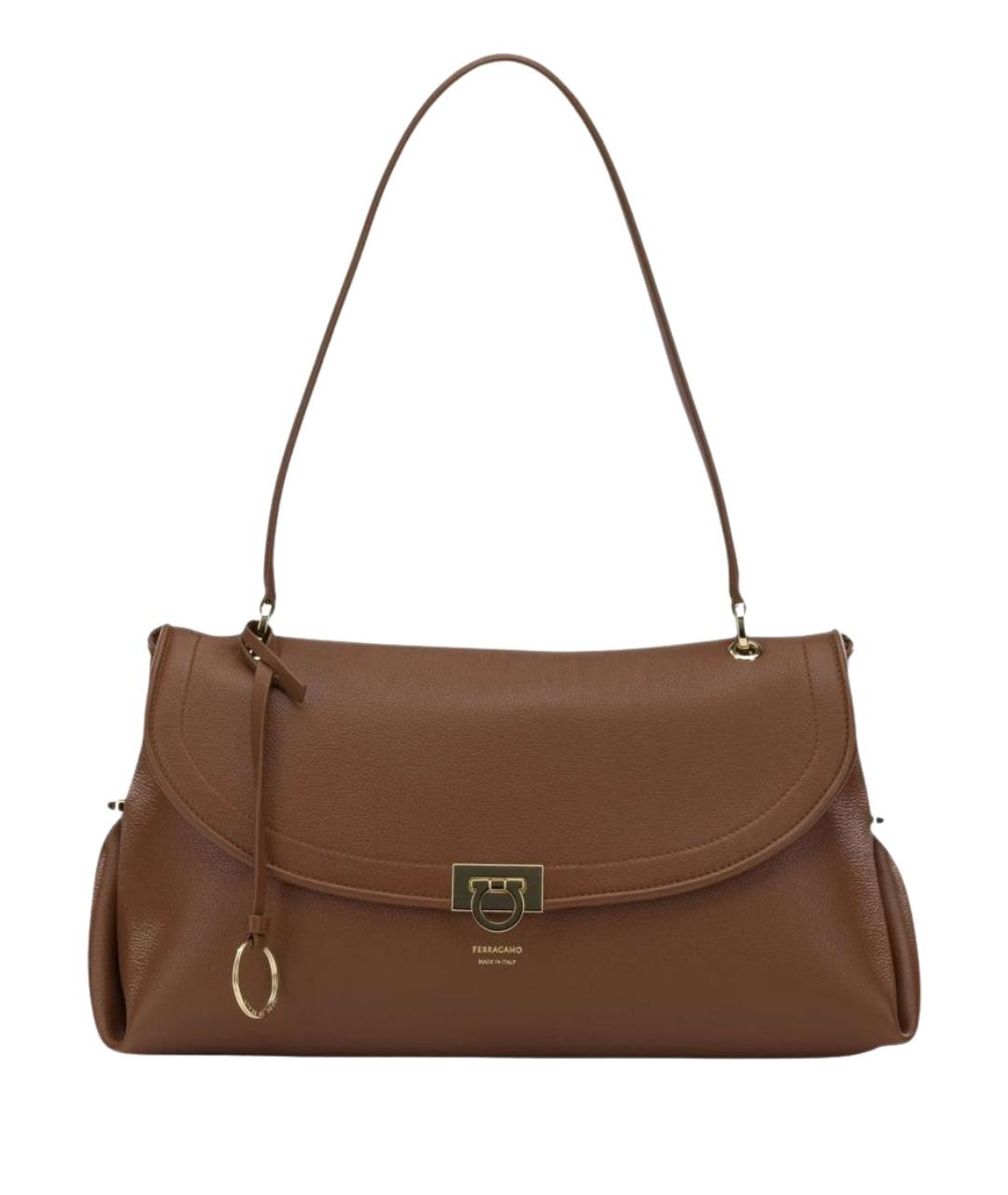 FERRAGAMO Коричневая кожаная сумка через плечо, фото 1