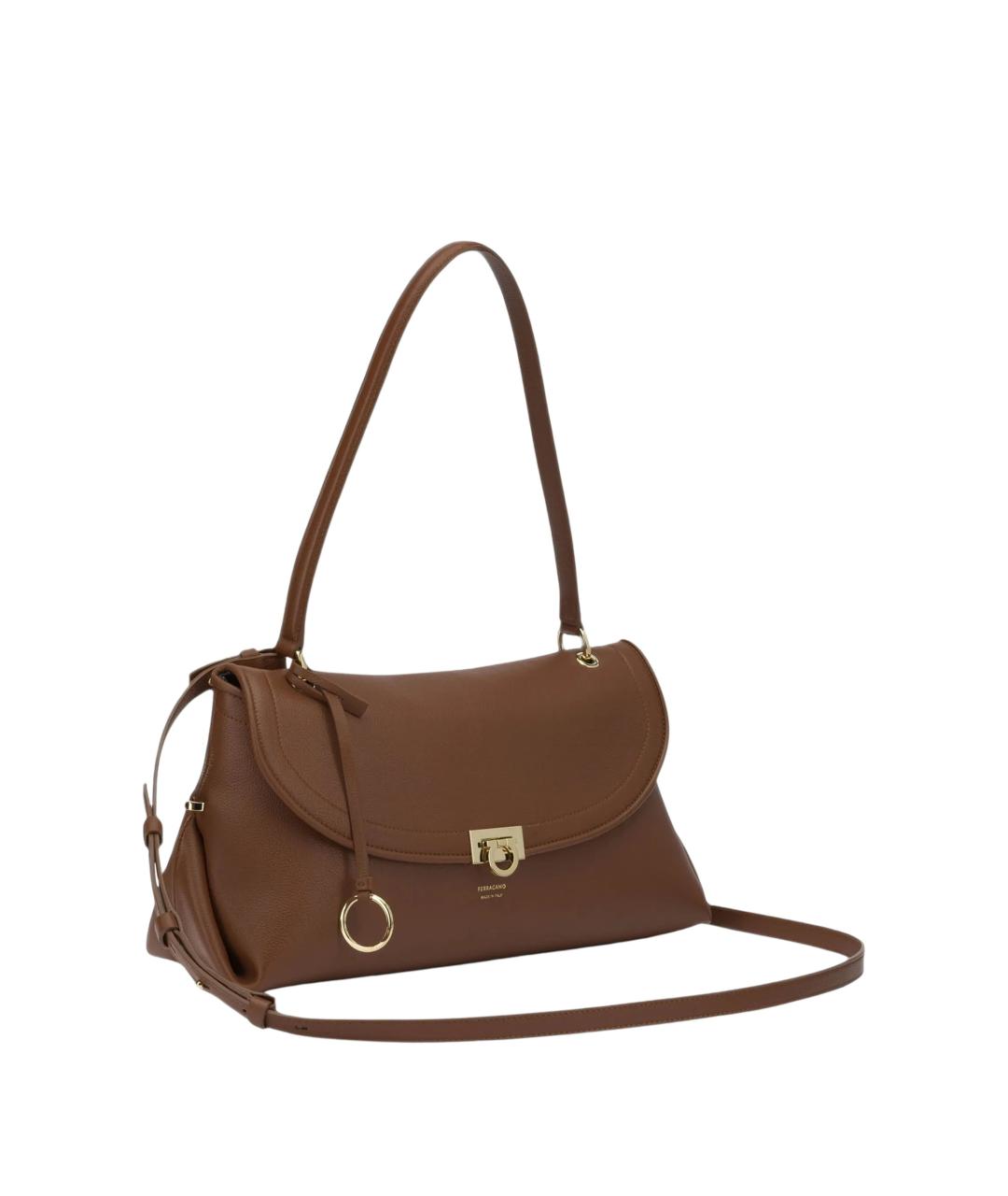 FERRAGAMO Коричневая кожаная сумка через плечо, фото 3
