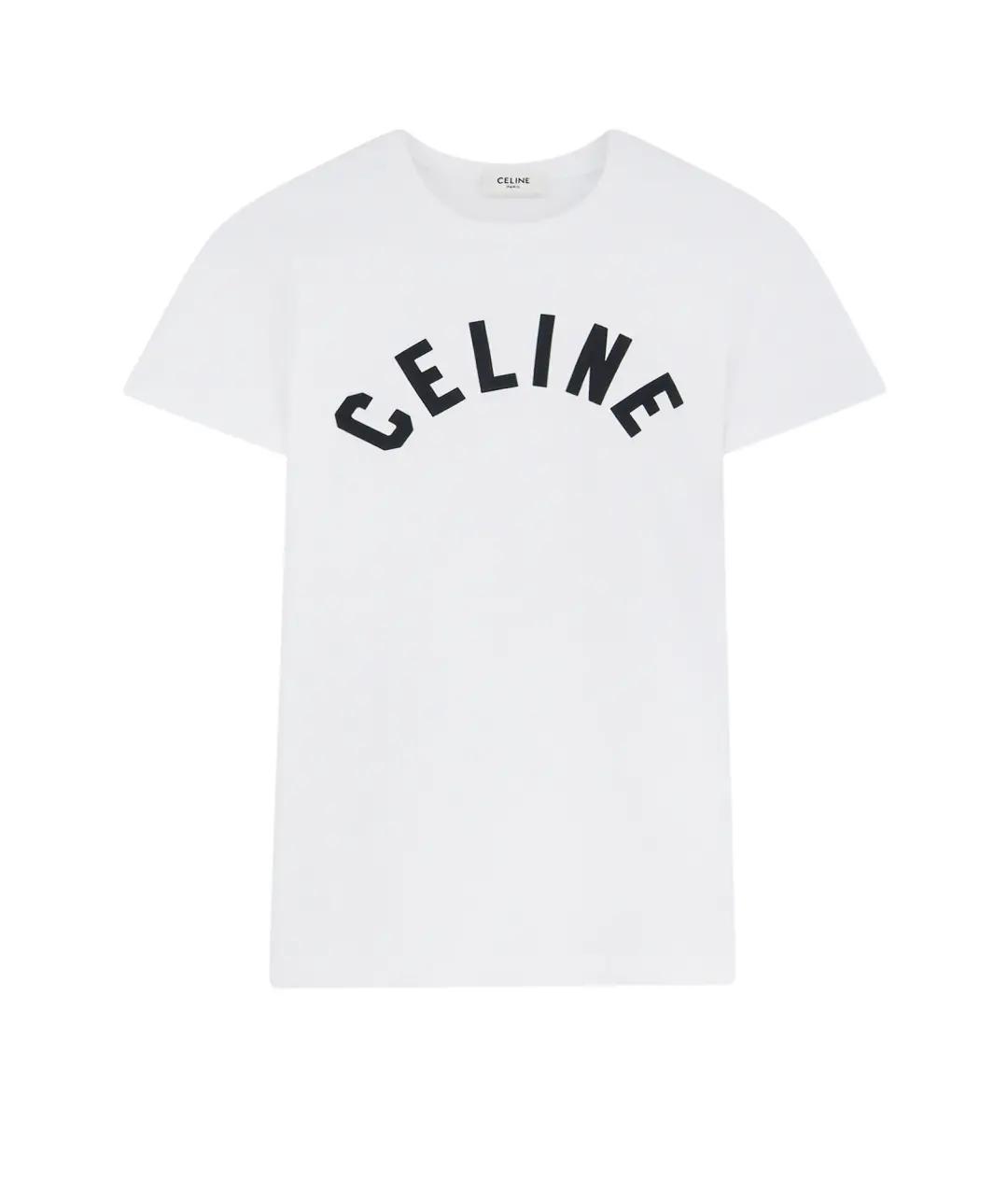 CELINE Белая хлопковая футболка, фото 1