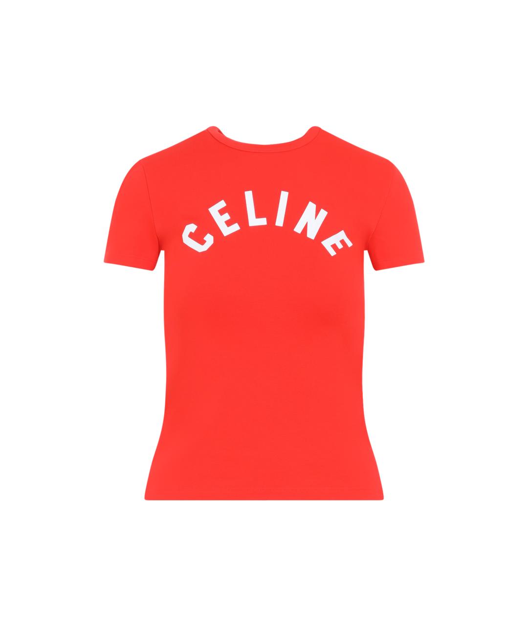 CELINE Красная хлопковая футболка, фото 1