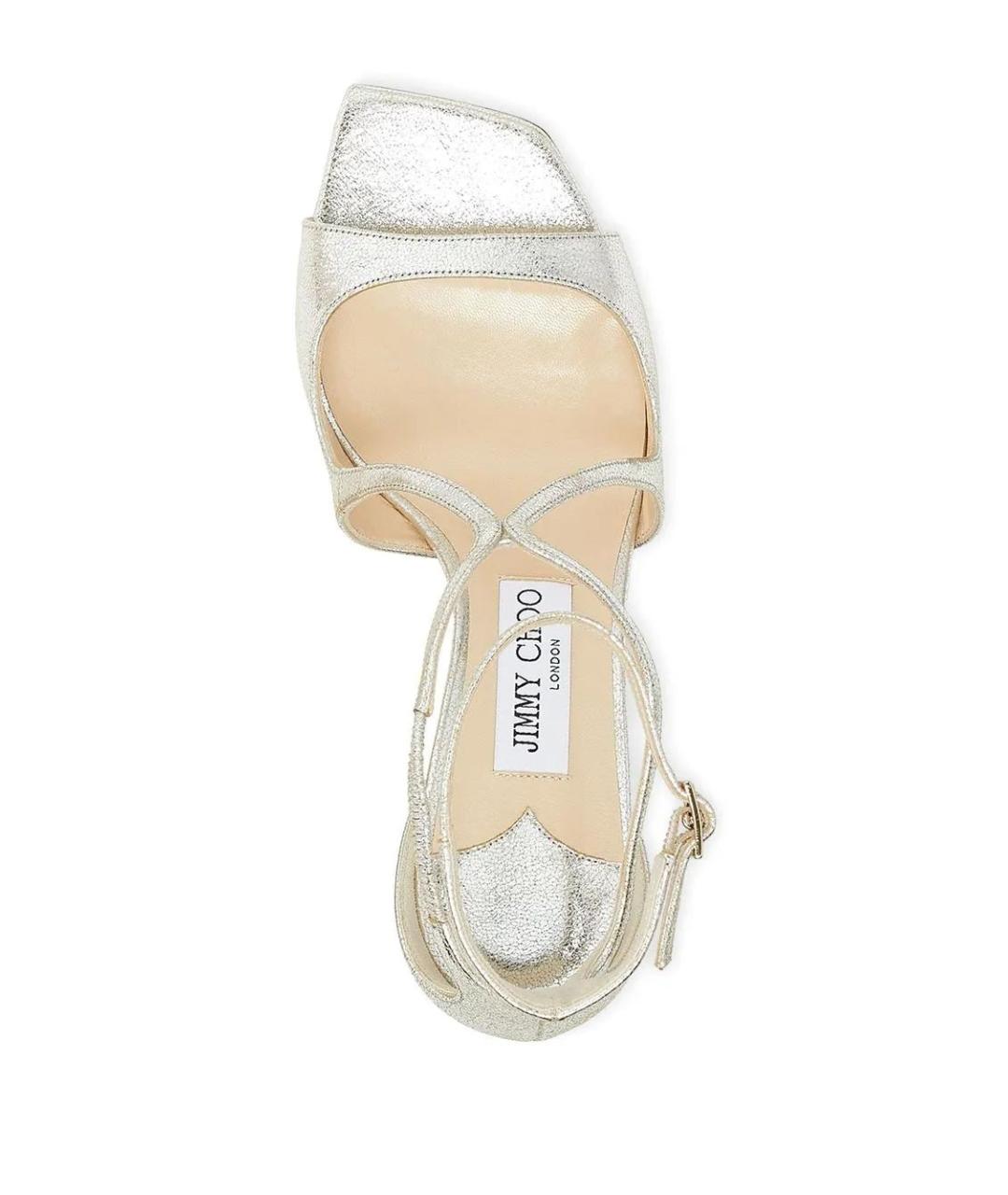 JIMMY CHOO Золотые кожаные босоножки, фото 4