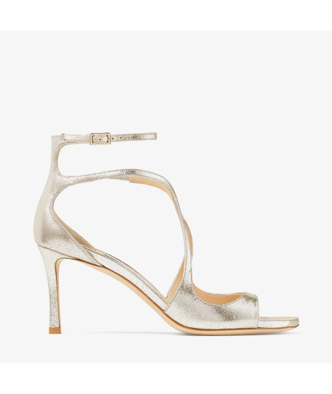 JIMMY CHOO Золотые кожаные босоножки, фото 5