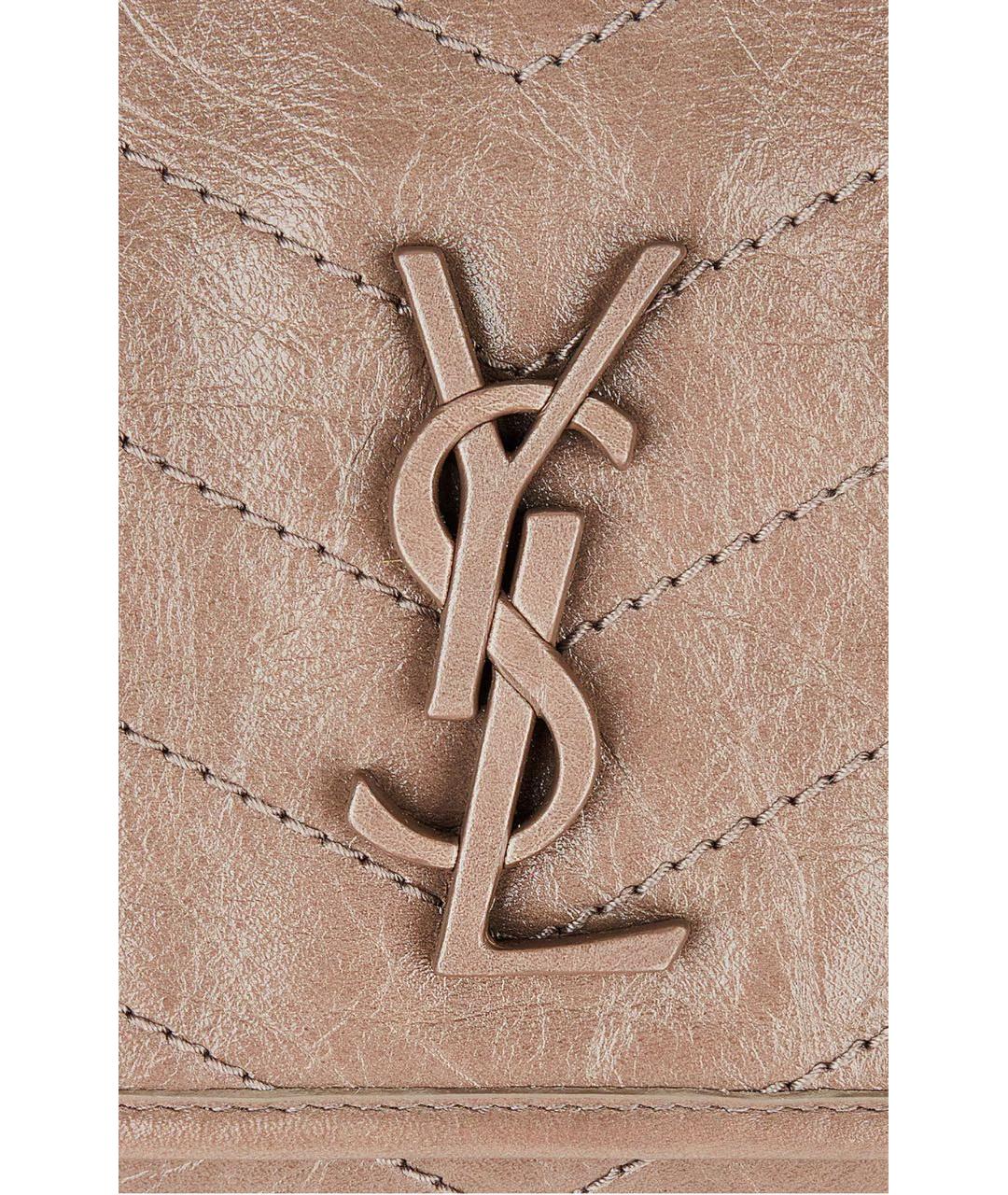 SAINT LAURENT Бежевая кожаная сумка через плечо, фото 4
