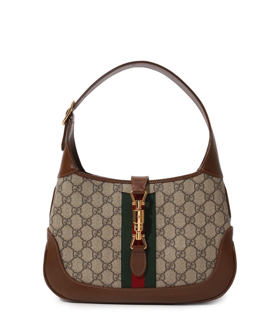GUCCI Коричневая сумка с короткими ручками из канвы, фото 1