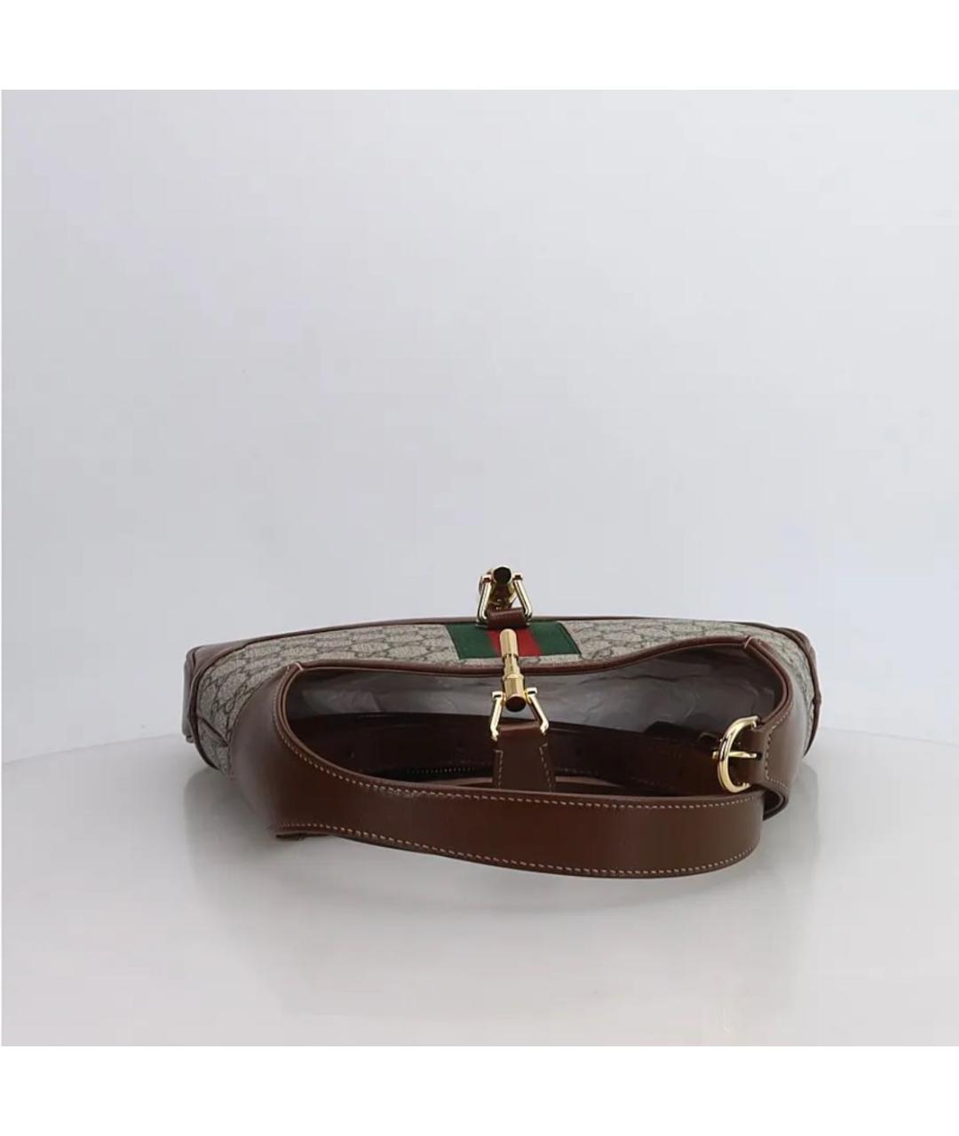 GUCCI Коричневая сумка с короткими ручками из канвы, фото 6