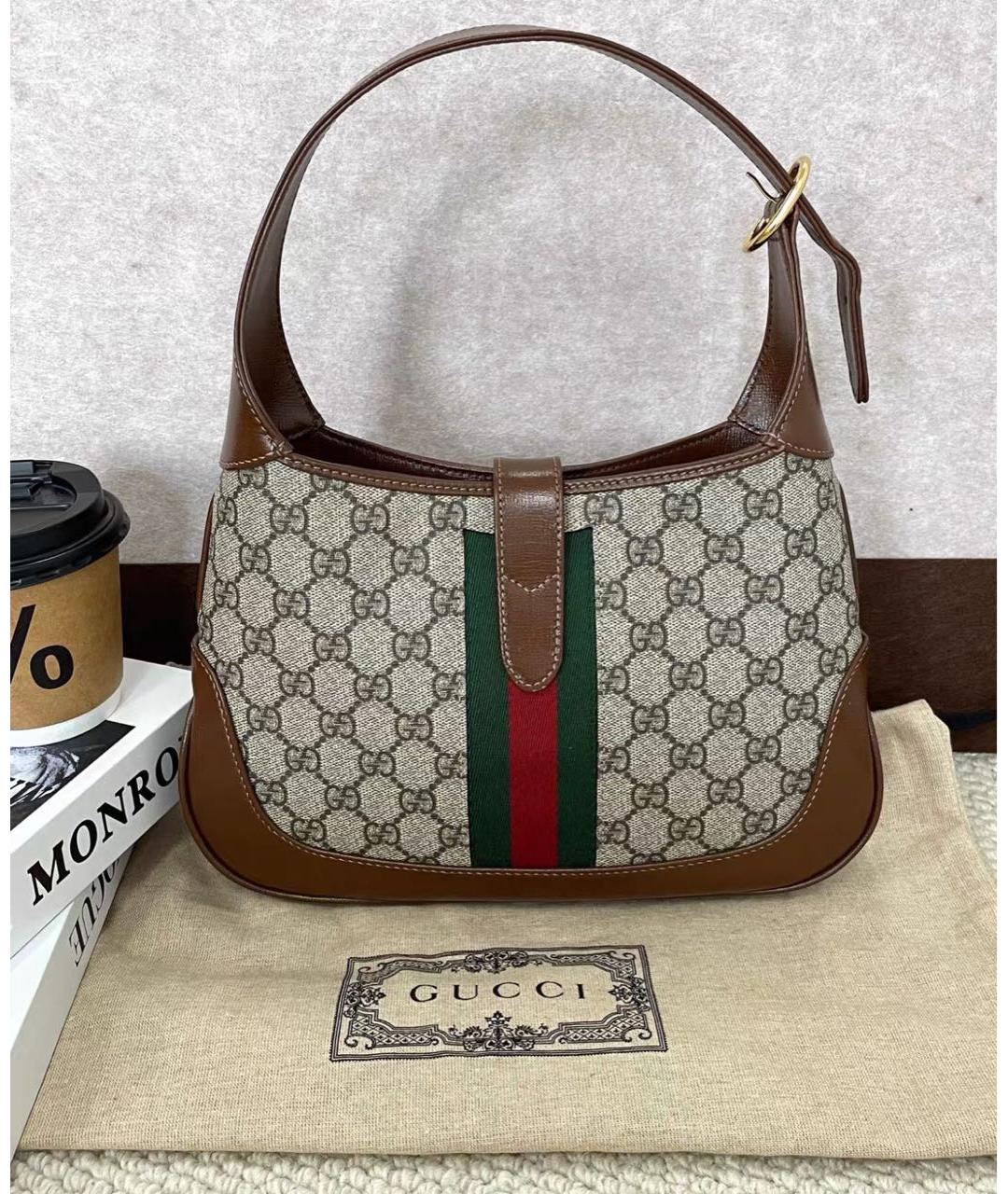 GUCCI Коричневая сумка с короткими ручками из канвы, фото 8