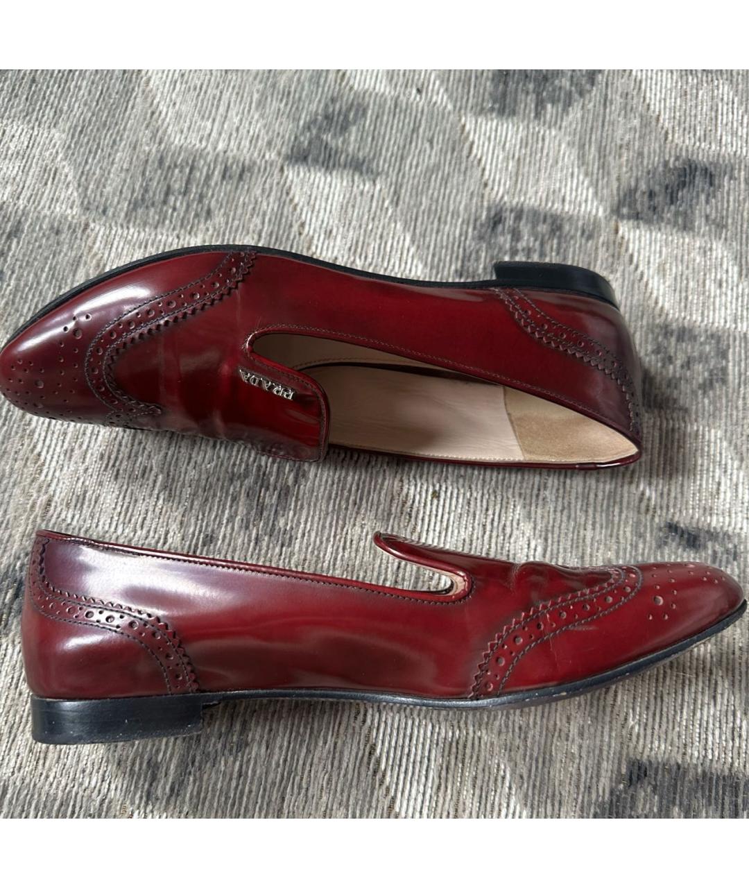 PRADA Бордовые кожаные лоферы, фото 5