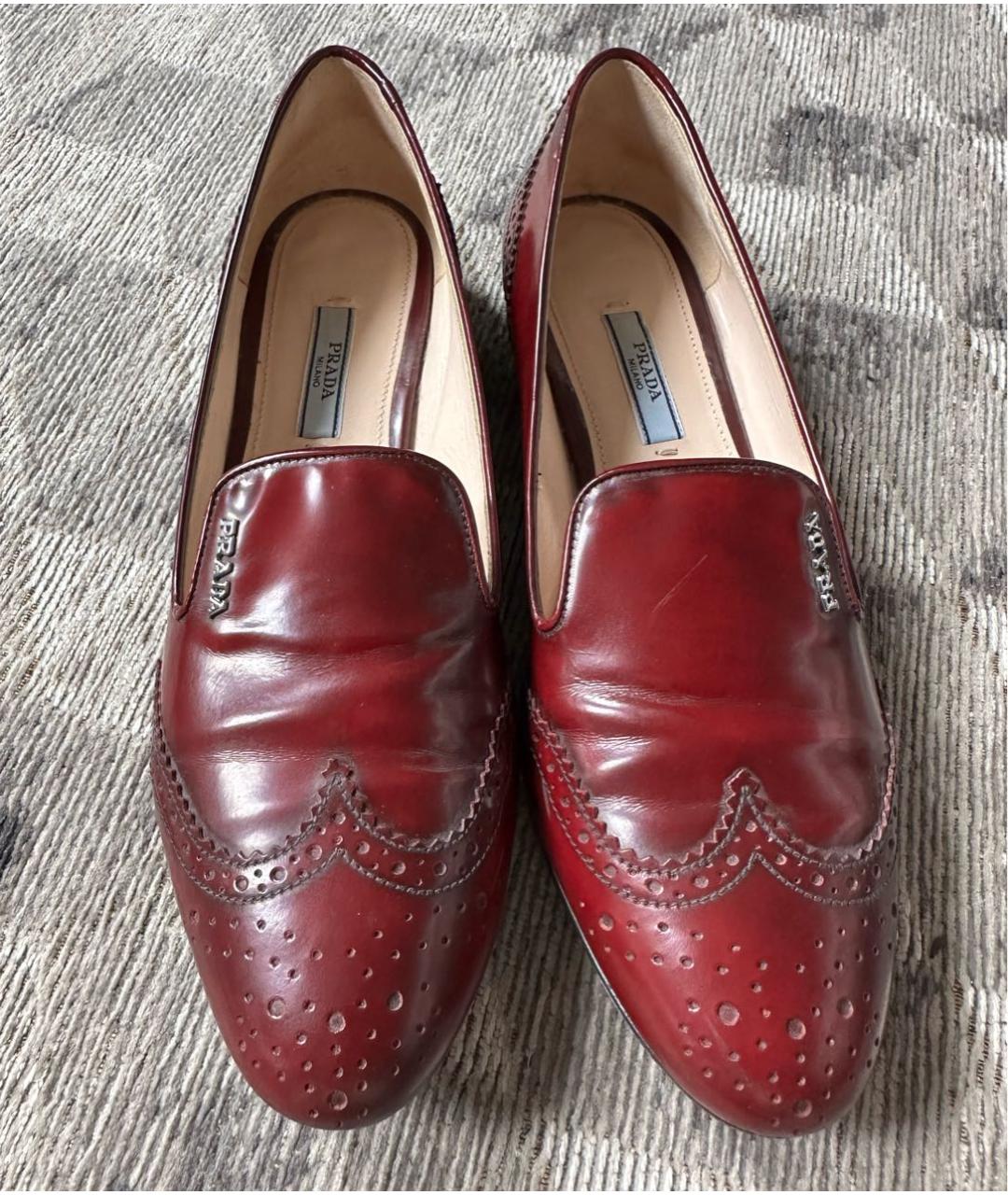 PRADA Бордовые кожаные лоферы, фото 2
