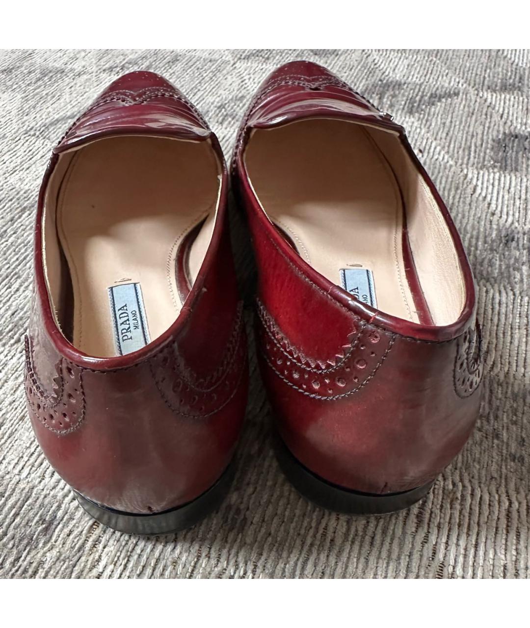 PRADA Бордовые кожаные лоферы, фото 3