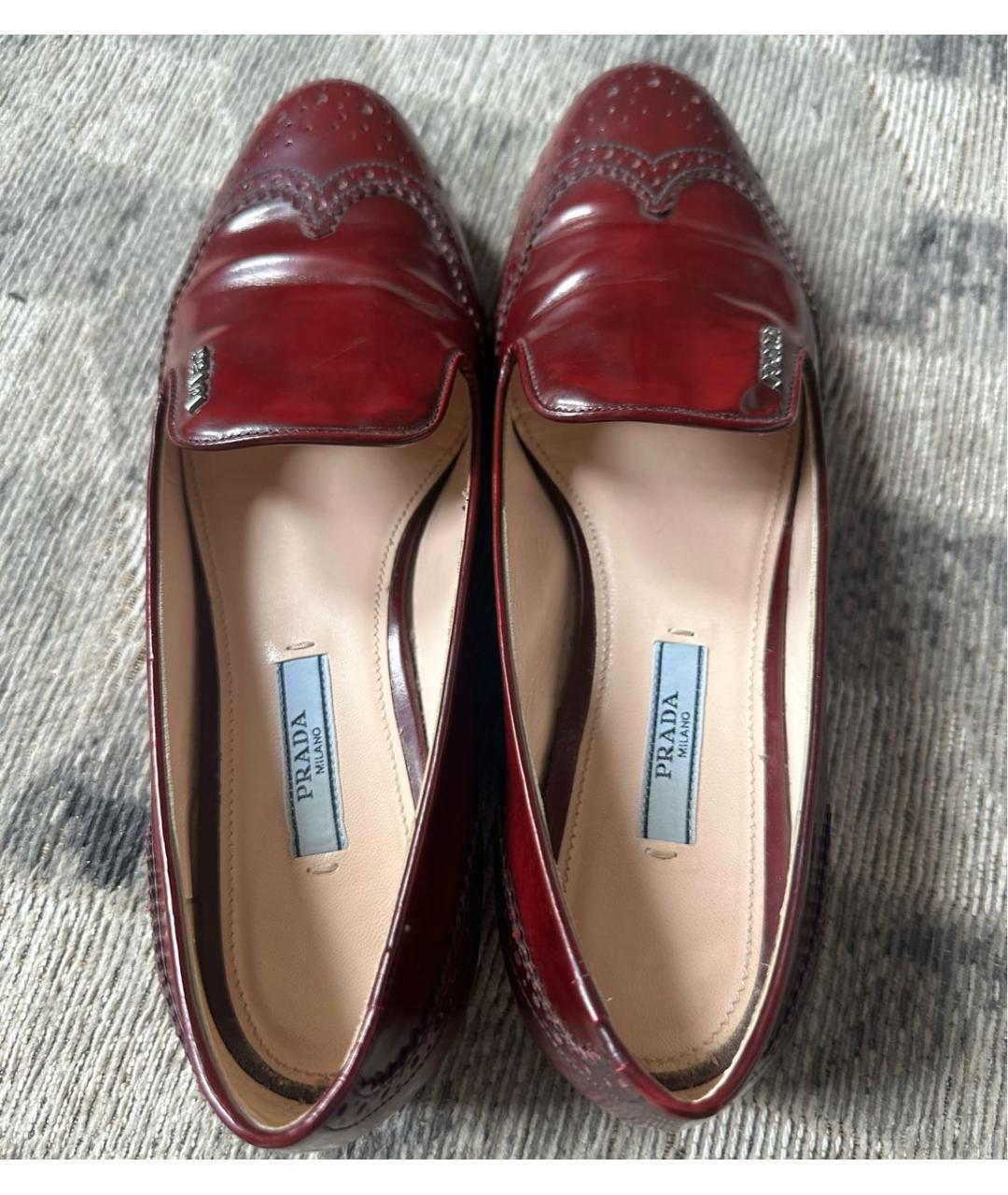 PRADA Бордовые кожаные лоферы, фото 6