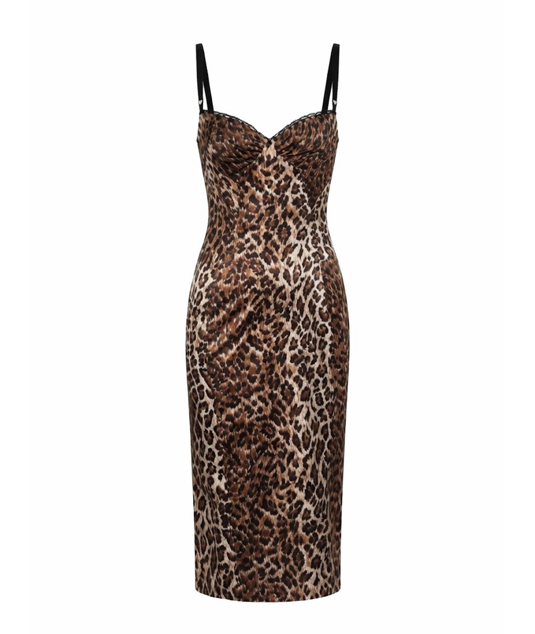 DOLCE&GABBANA Коричневое атласное вечернее платье, фото 1