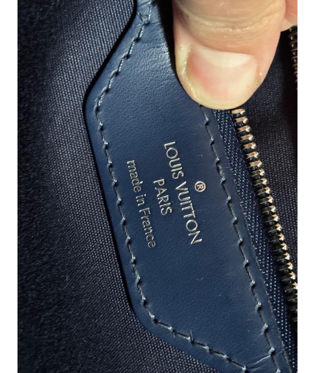 LOUIS VUITTON Темно-синяя кожаная сумка с короткими ручками, фото 2