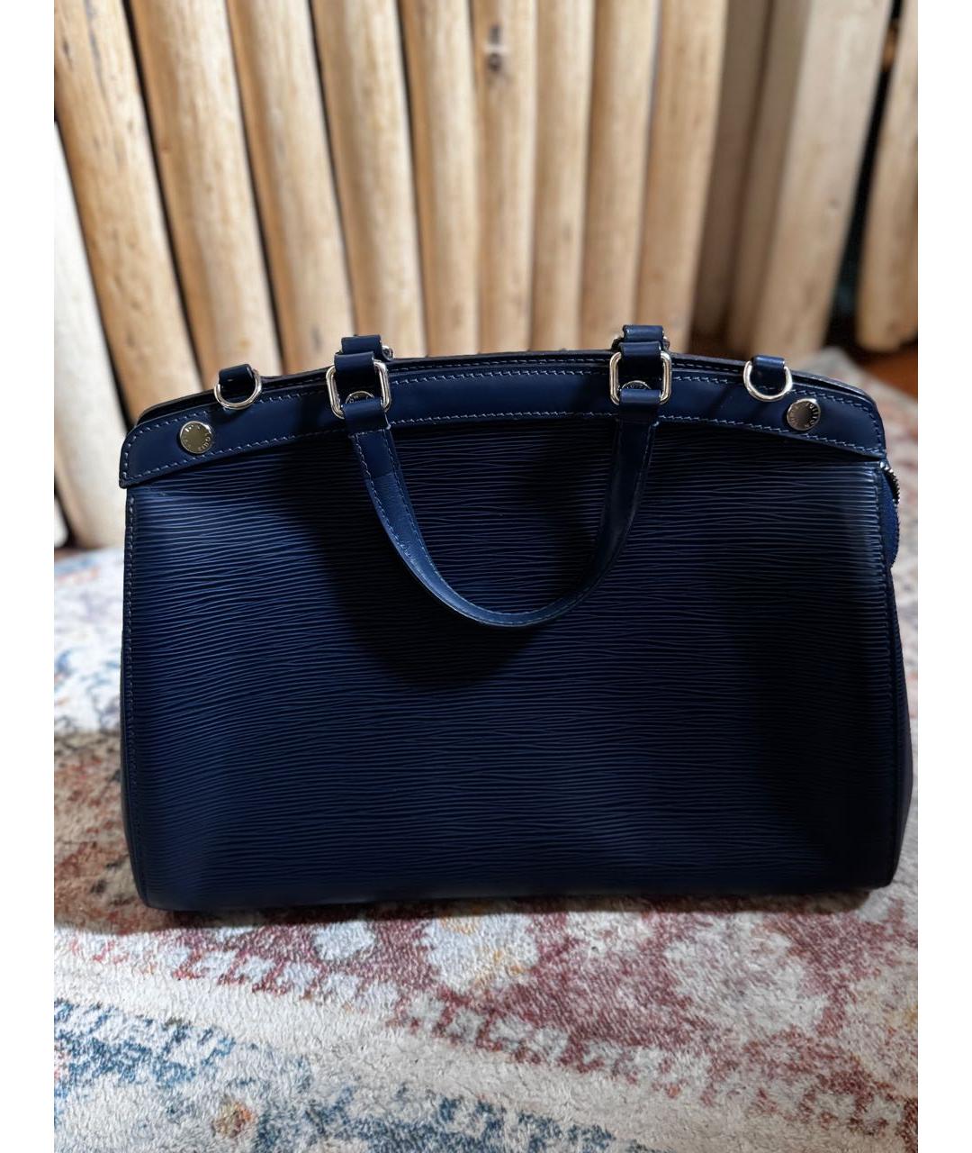 LOUIS VUITTON Темно-синяя кожаная сумка с короткими ручками, фото 8