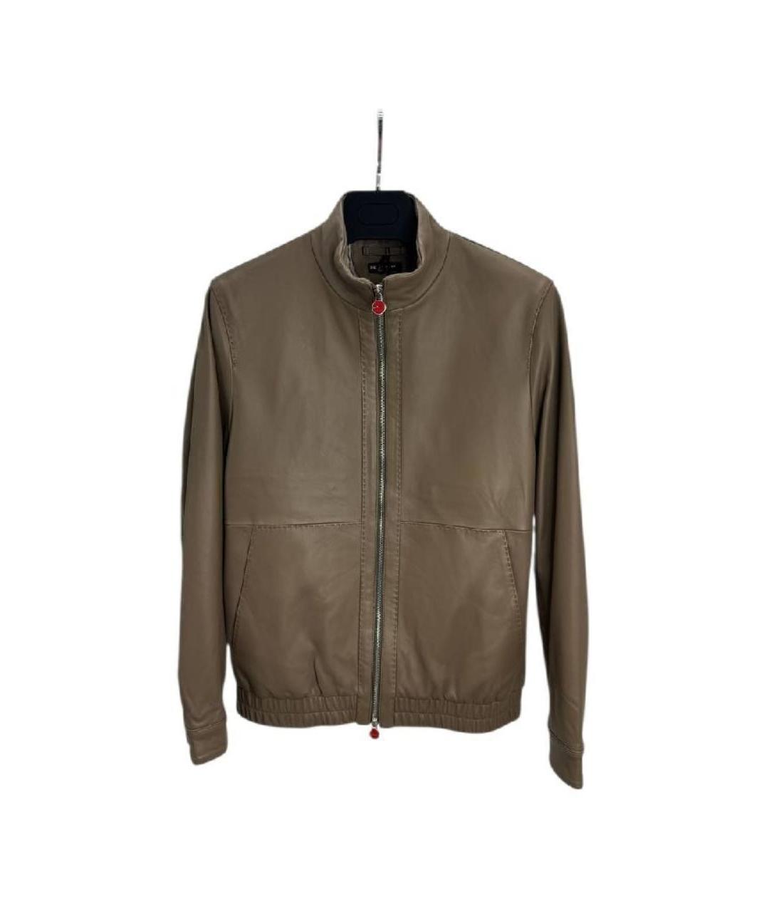 KITON Коричневая кожаная куртка, фото 5