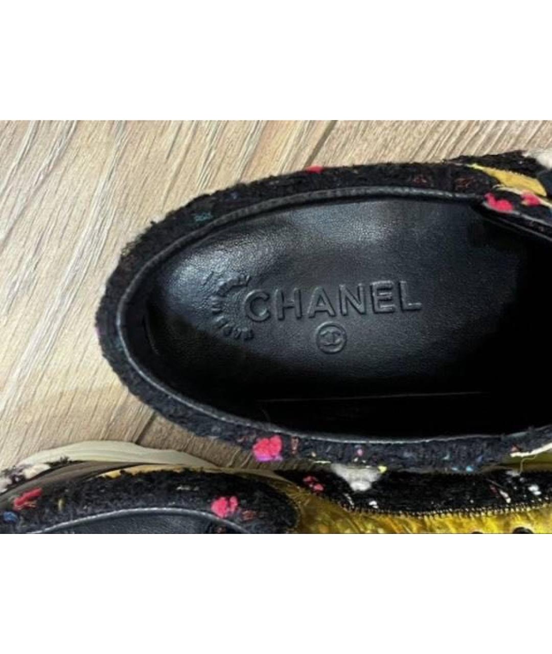CHANEL Золотые кожаные кроссовки, фото 4