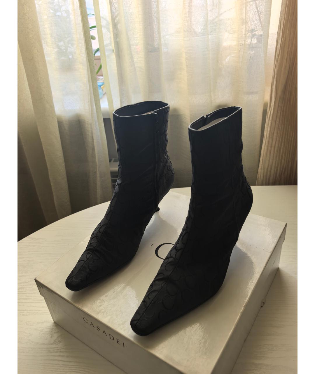 CASADEI Черные текстильные ботильоны, фото 2