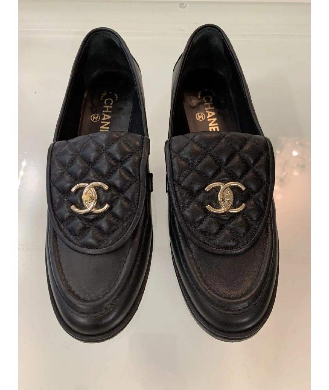 CHANEL Черные кожаные лоферы, фото 2