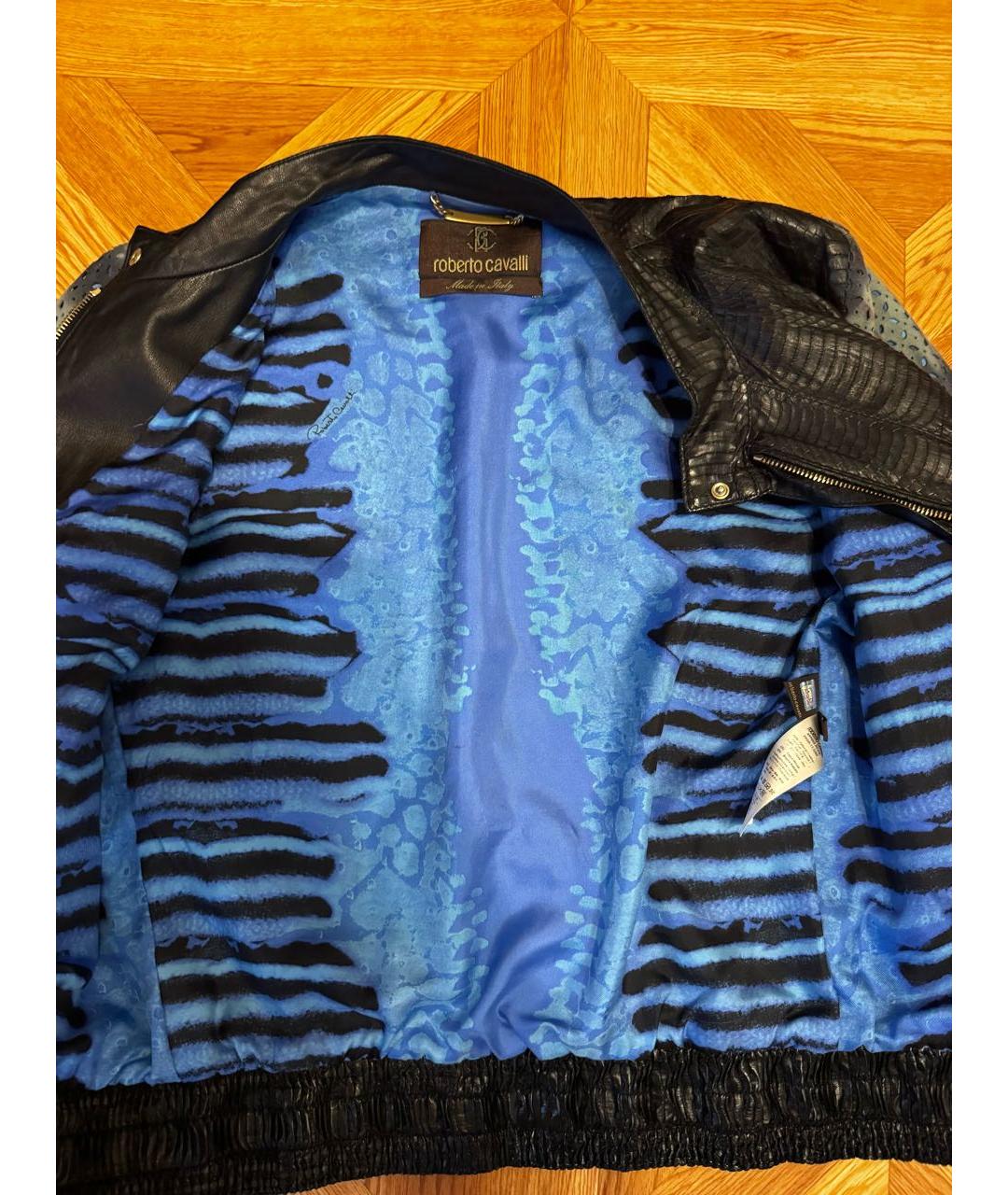 ROBERTO CAVALLI Синяя куртка из кожи питона, фото 3