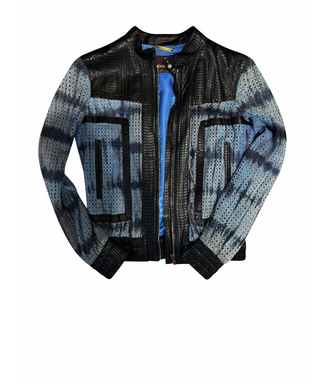 ROBERTO CAVALLI Синяя куртка из кожи питона, фото 1