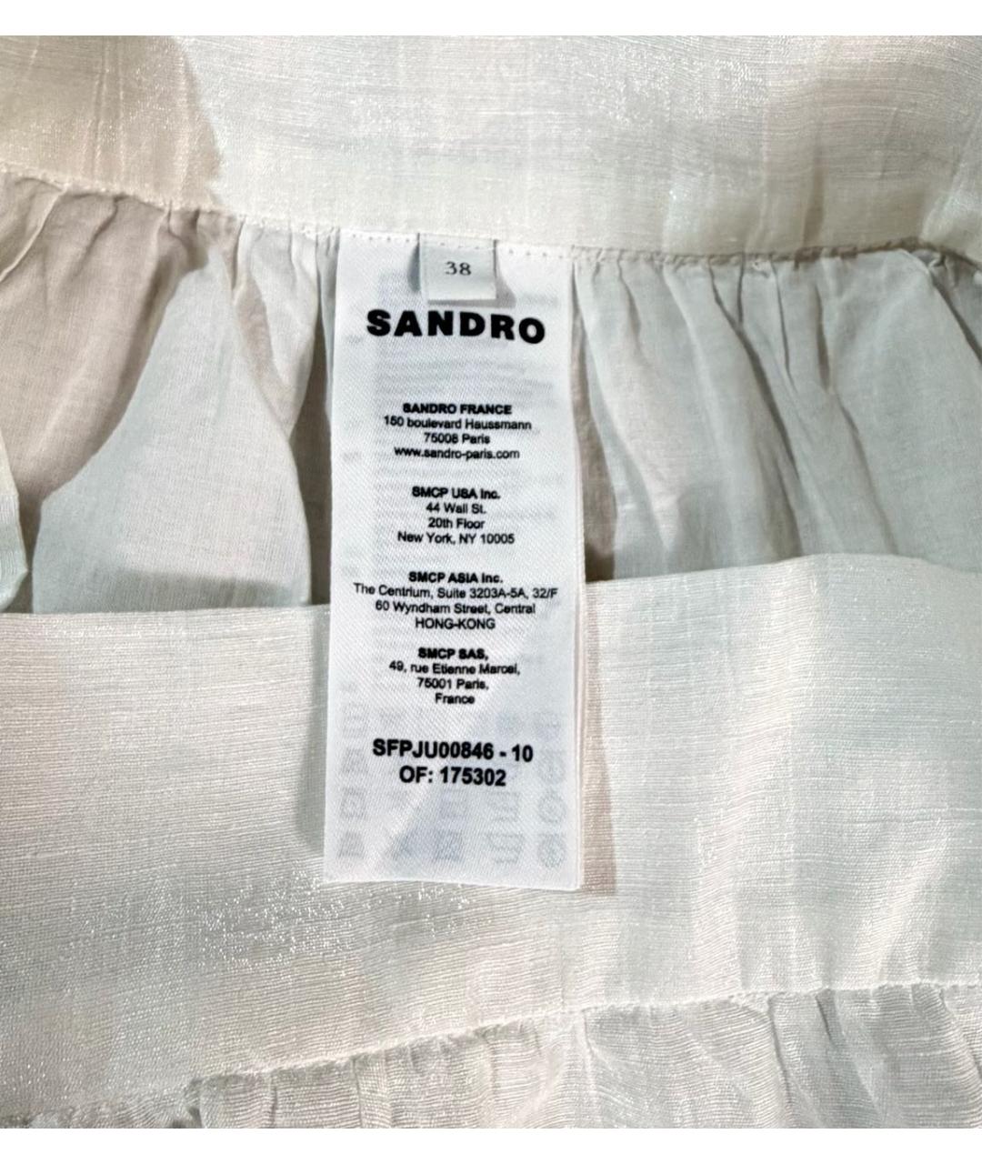 SANDRO Белая льняная юбка миди, фото 3