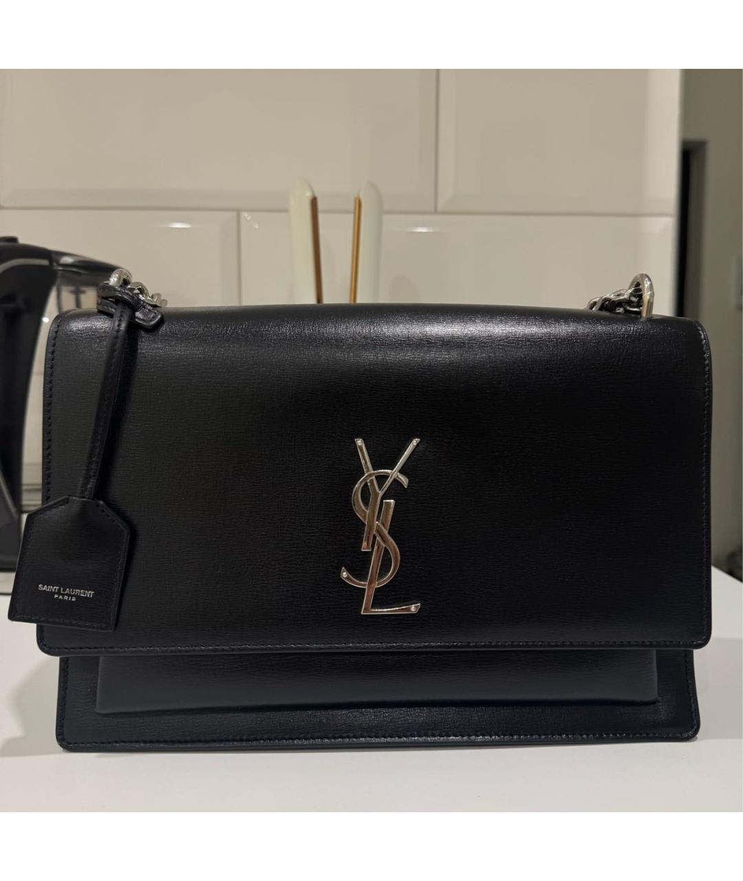 SAINT LAURENT Черная кожаная сумка через плечо, фото 5