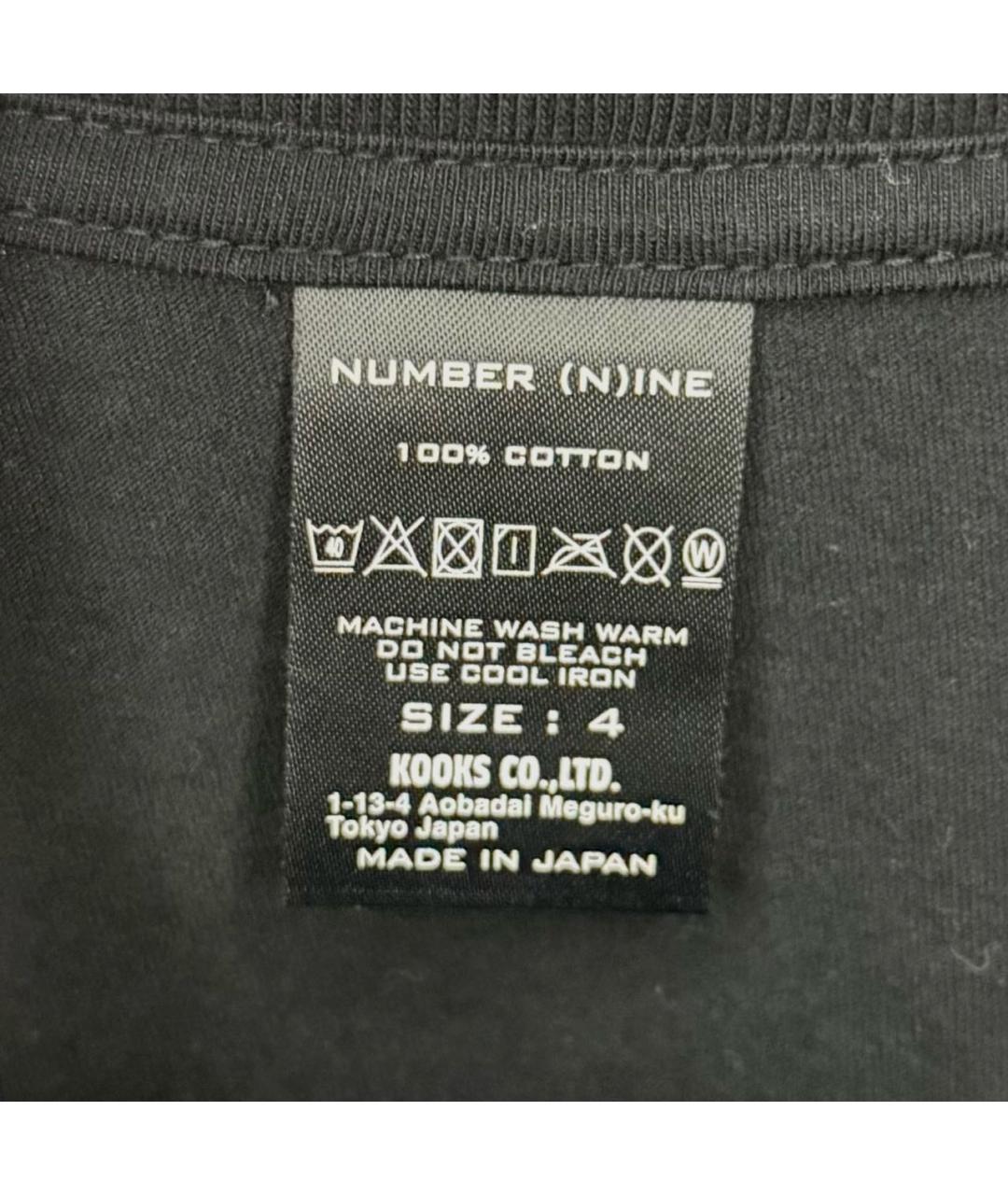 NUMBER (N)INE Черная хлопковая футболка, фото 4
