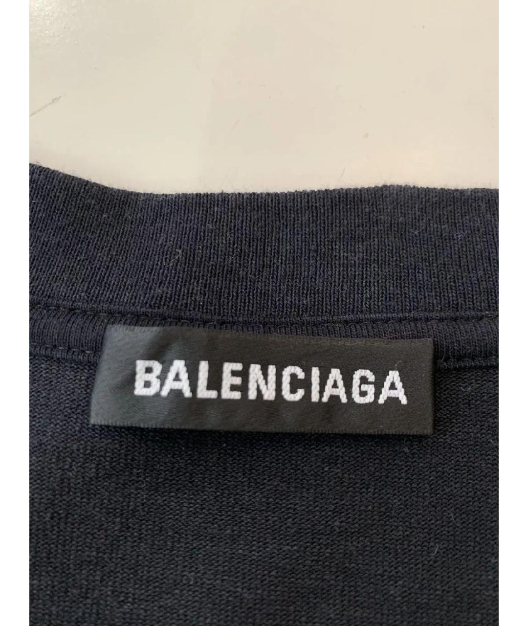 BALENCIAGA Черная хлопковая футболка, фото 4