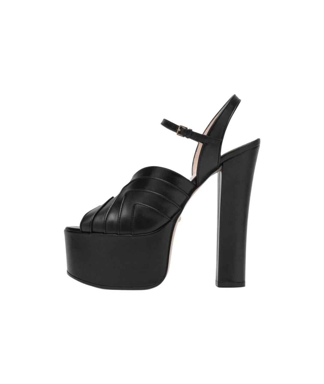 GUCCI Черные кожаные босоножки, фото 2