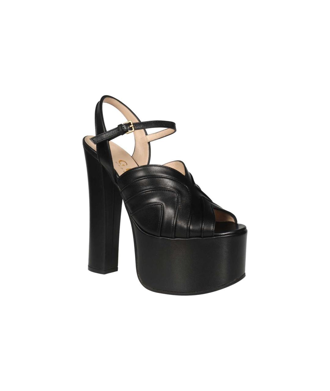 GUCCI Черные кожаные босоножки, фото 3