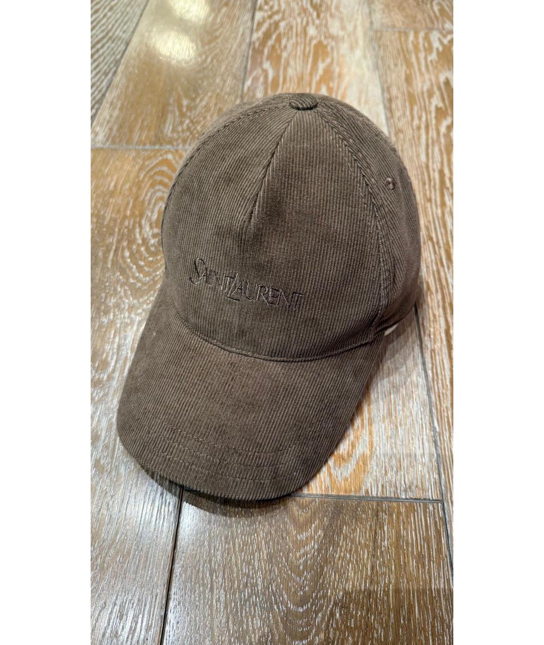 SAINT LAURENT Хаки бархатная кепка, фото 4