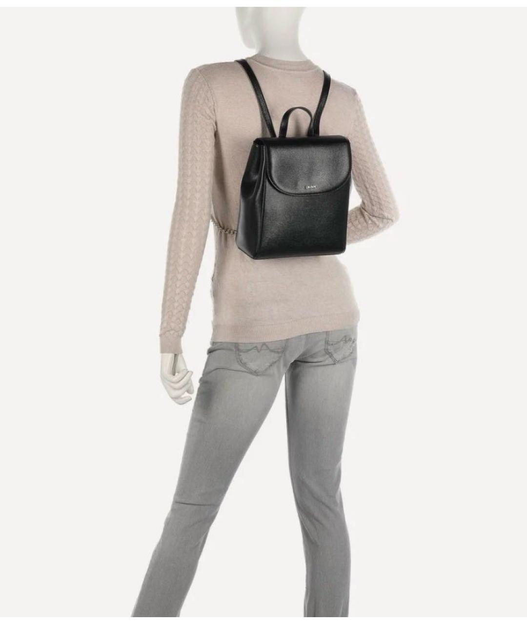 DKNY Черный кожаный рюкзак, фото 6