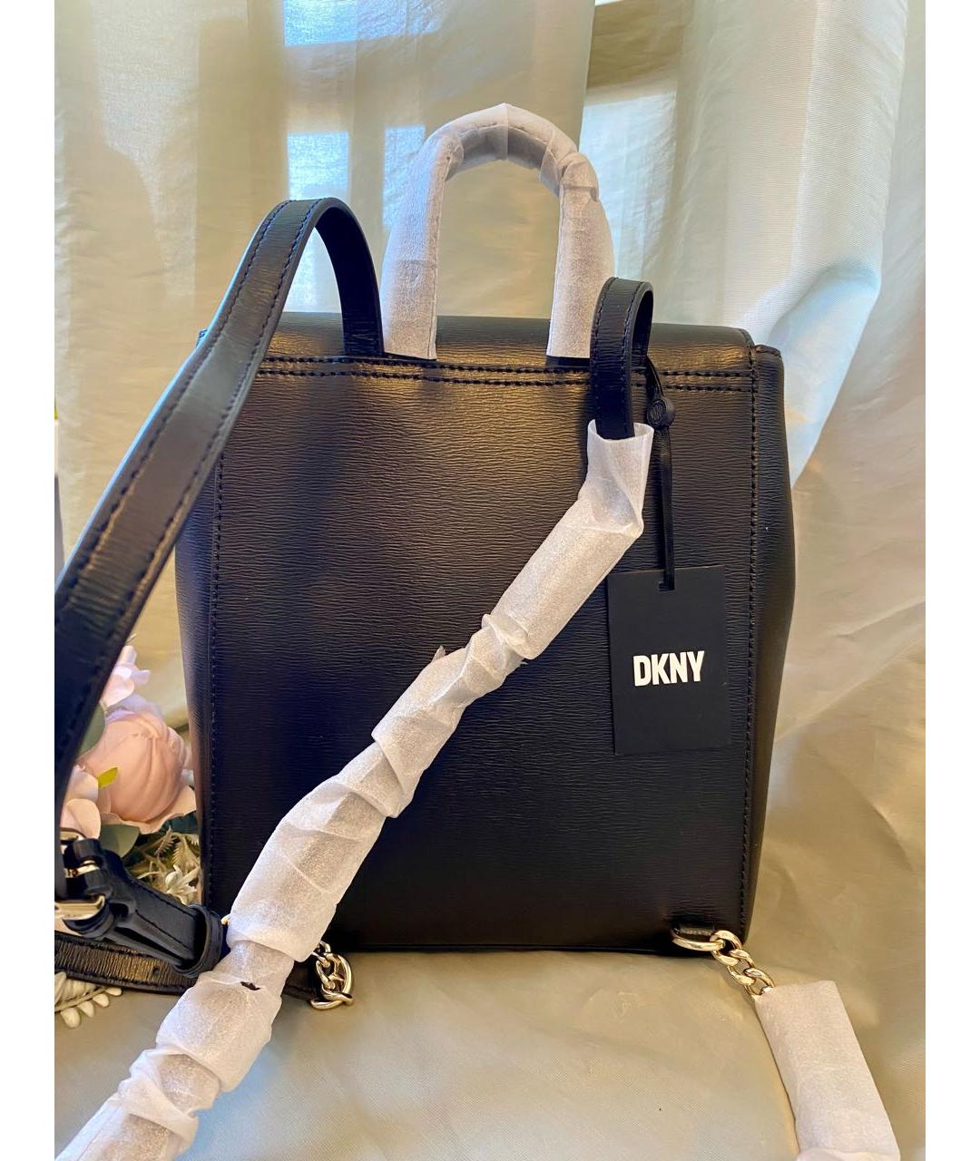 DKNY Черный кожаный рюкзак, фото 3