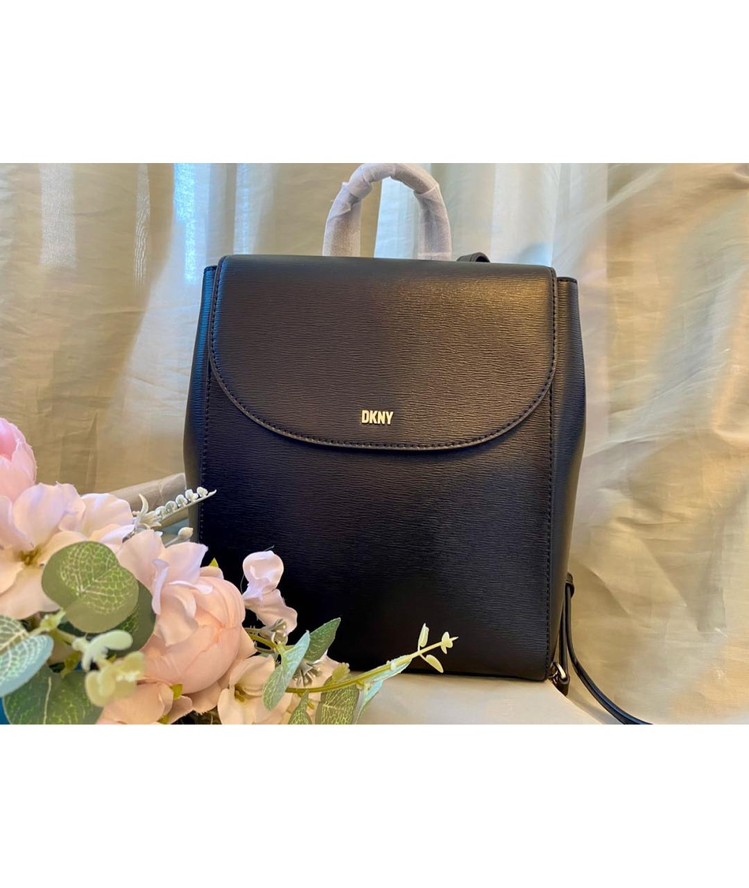 DKNY Черный кожаный рюкзак, фото 2