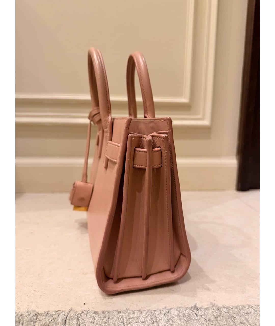 SAINT LAURENT Розовая кожаная сумка с короткими ручками, фото 2