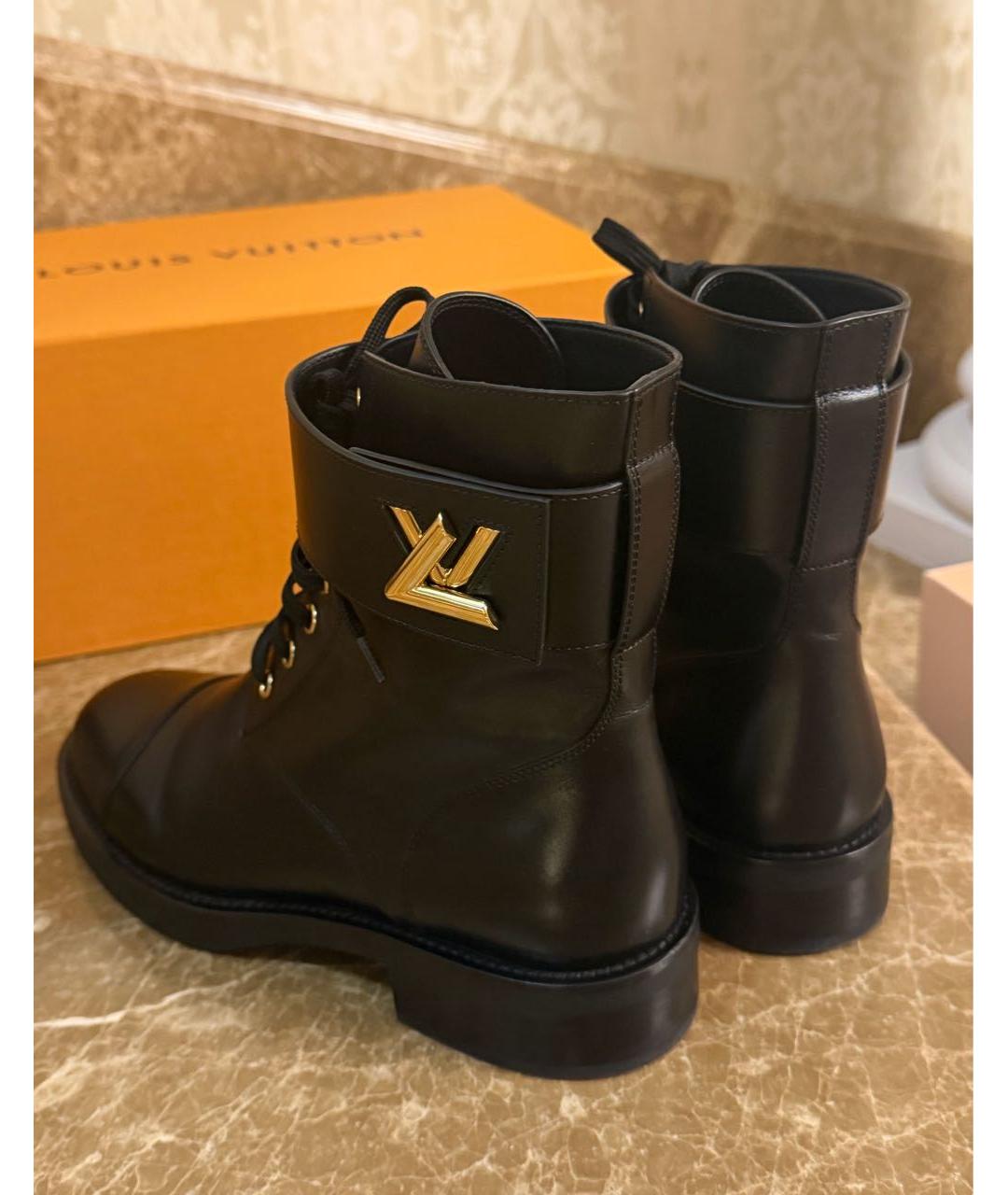 LOUIS VUITTON Черные кожаные ботинки, фото 3