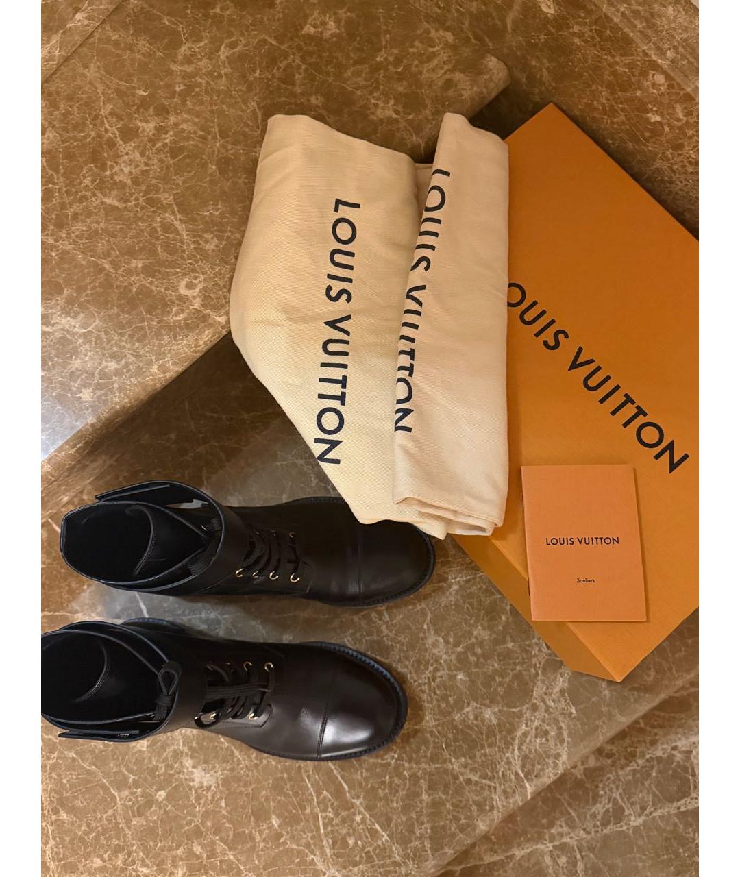 LOUIS VUITTON Черные кожаные ботинки, фото 5