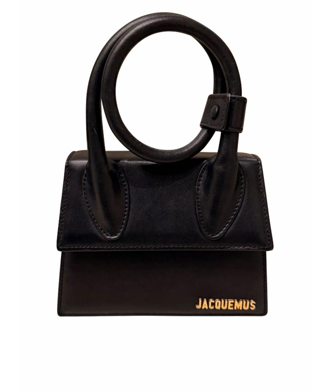 JACQUEMUS Черная кожаная сумка с короткими ручками, фото 1