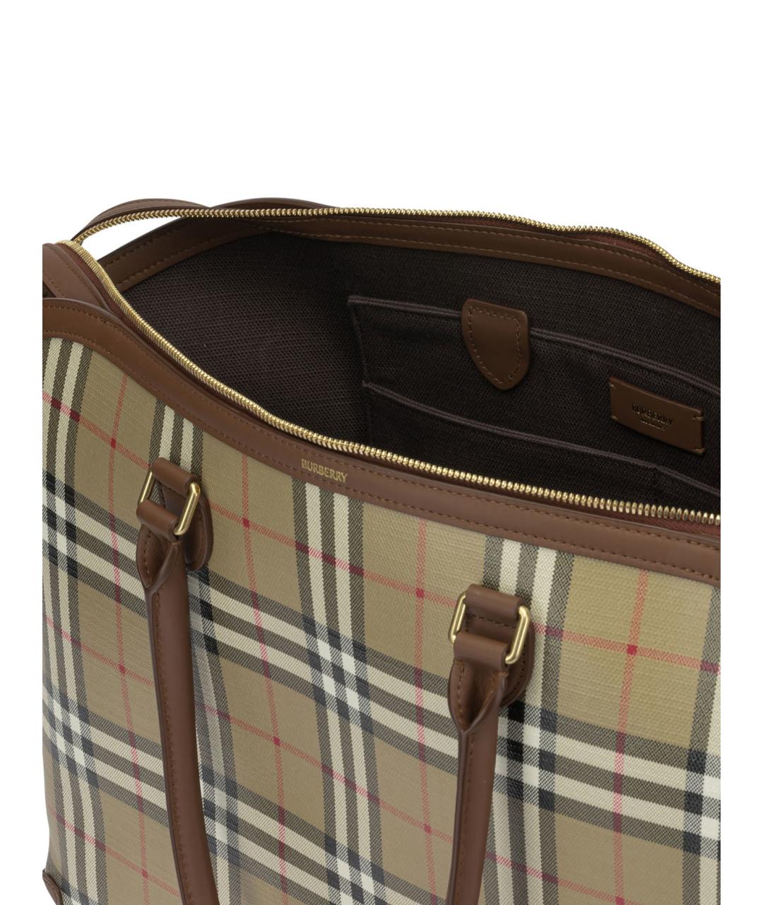 BURBERRY Бежевая сумка тоут из канвы, фото 5