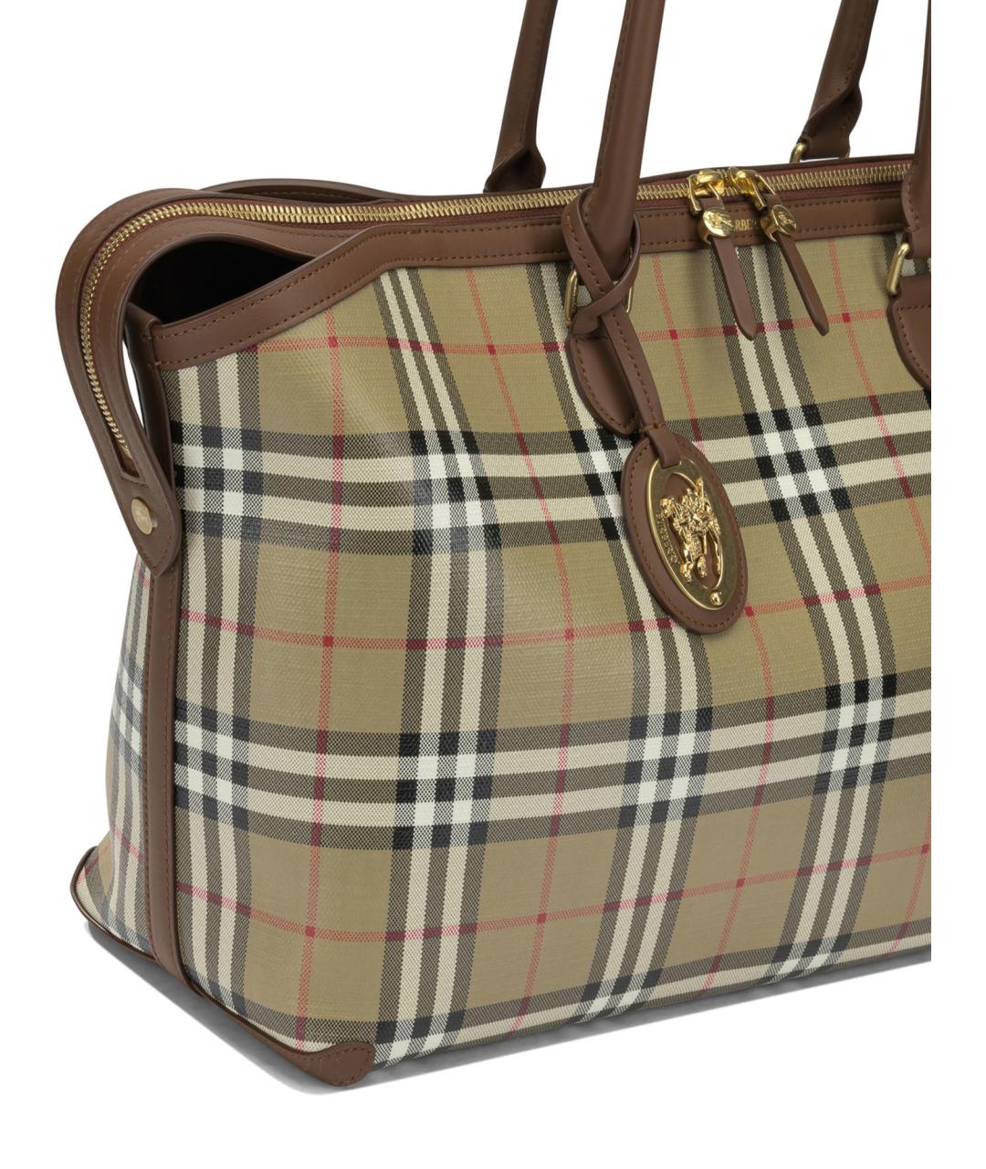 BURBERRY Бежевая сумка тоут из канвы, фото 4